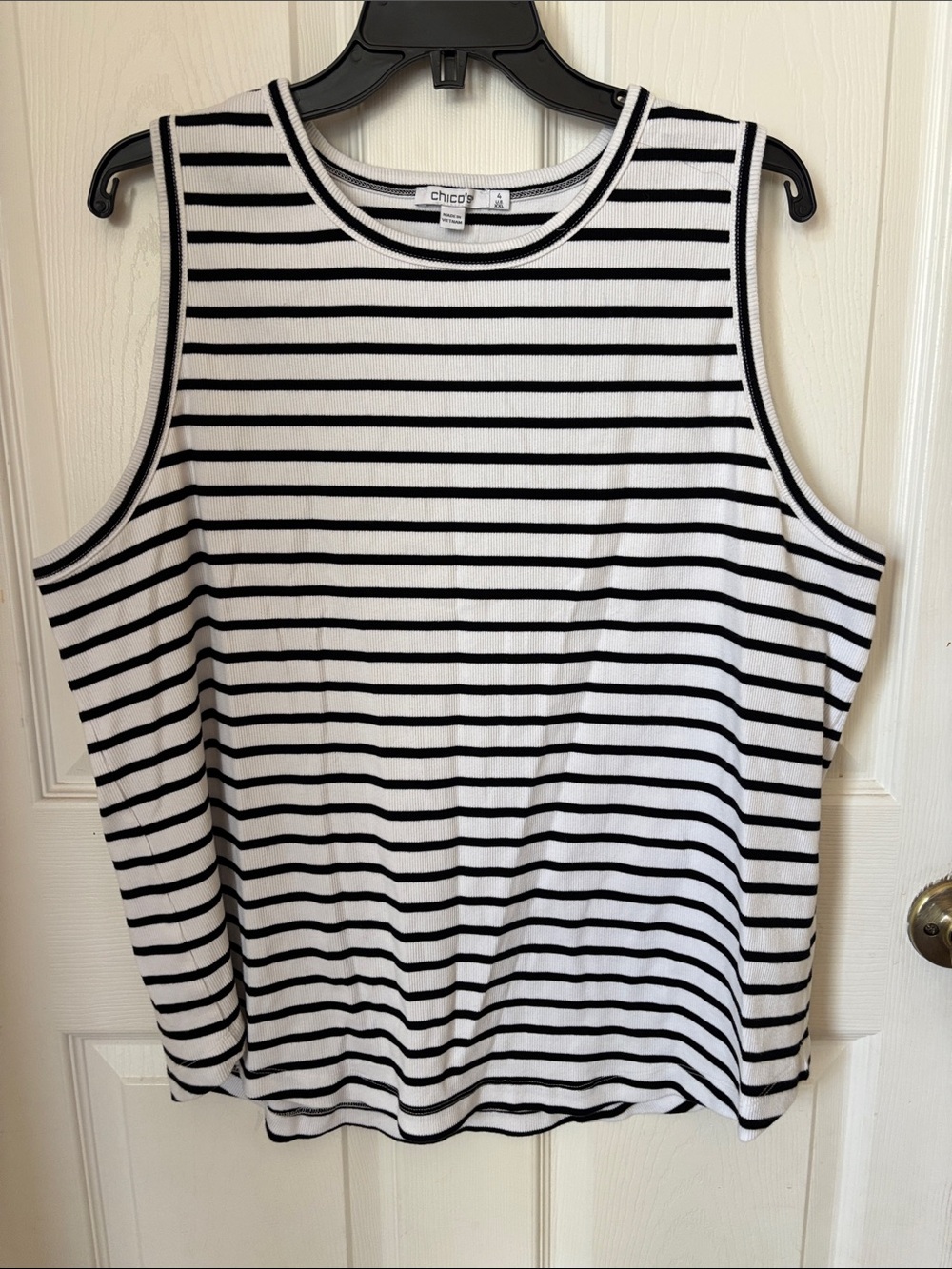 Chico's Black & White Striped Sleeveless Top